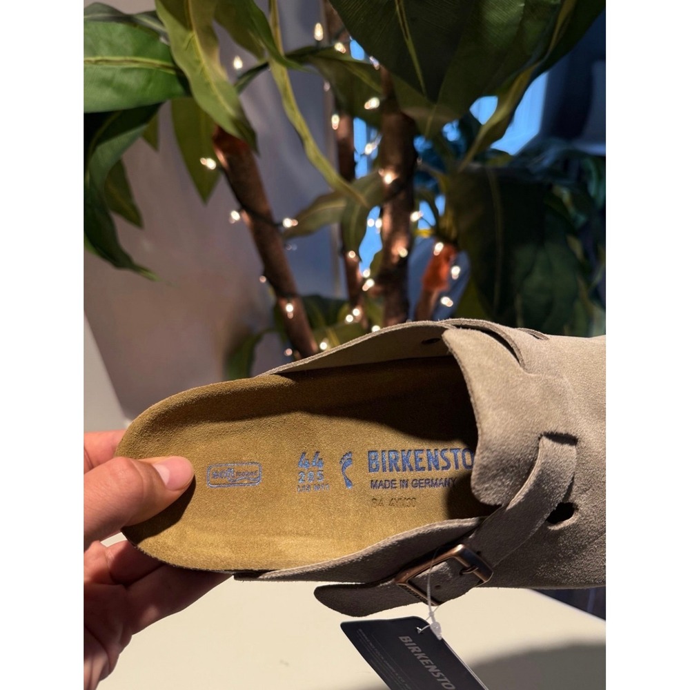 Birkenstock Boston Soft Footbed Suede Clogs Clay Gray Mens 44 L13 M11 NEW - Picture 4 of 4